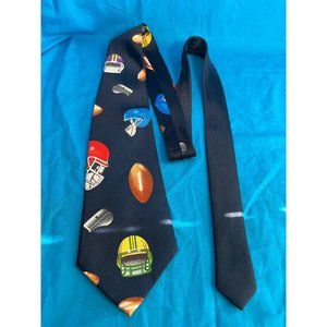 Men's Football Tie Designs by A Rogers Necktie Blue - Helmet - Whistle